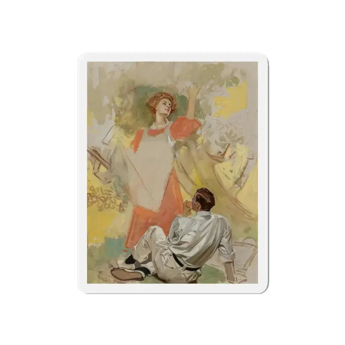 Apple Picking, Success Magazine cover study, circa 1908 (Magazine Illustration) Refrigerator Magnet 6 Inch - The Sticker Space