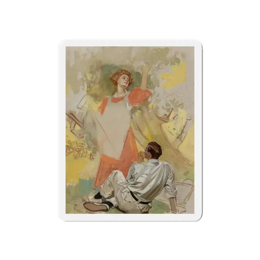 Apple Picking, Success Magazine cover study, circa 1908 (Magazine Illustration) Refrigerator Magnet 6 Inch - The Sticker Space