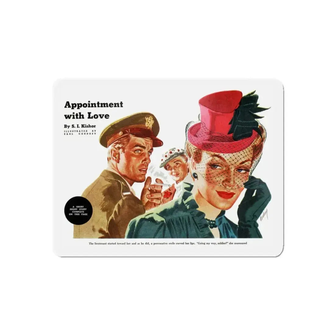 Appointment with Love by S. I. Kishor, 1943 (Magazine Illustration) Refrigerator Magnet 4 Inch Die-Cut - The Sticker Space