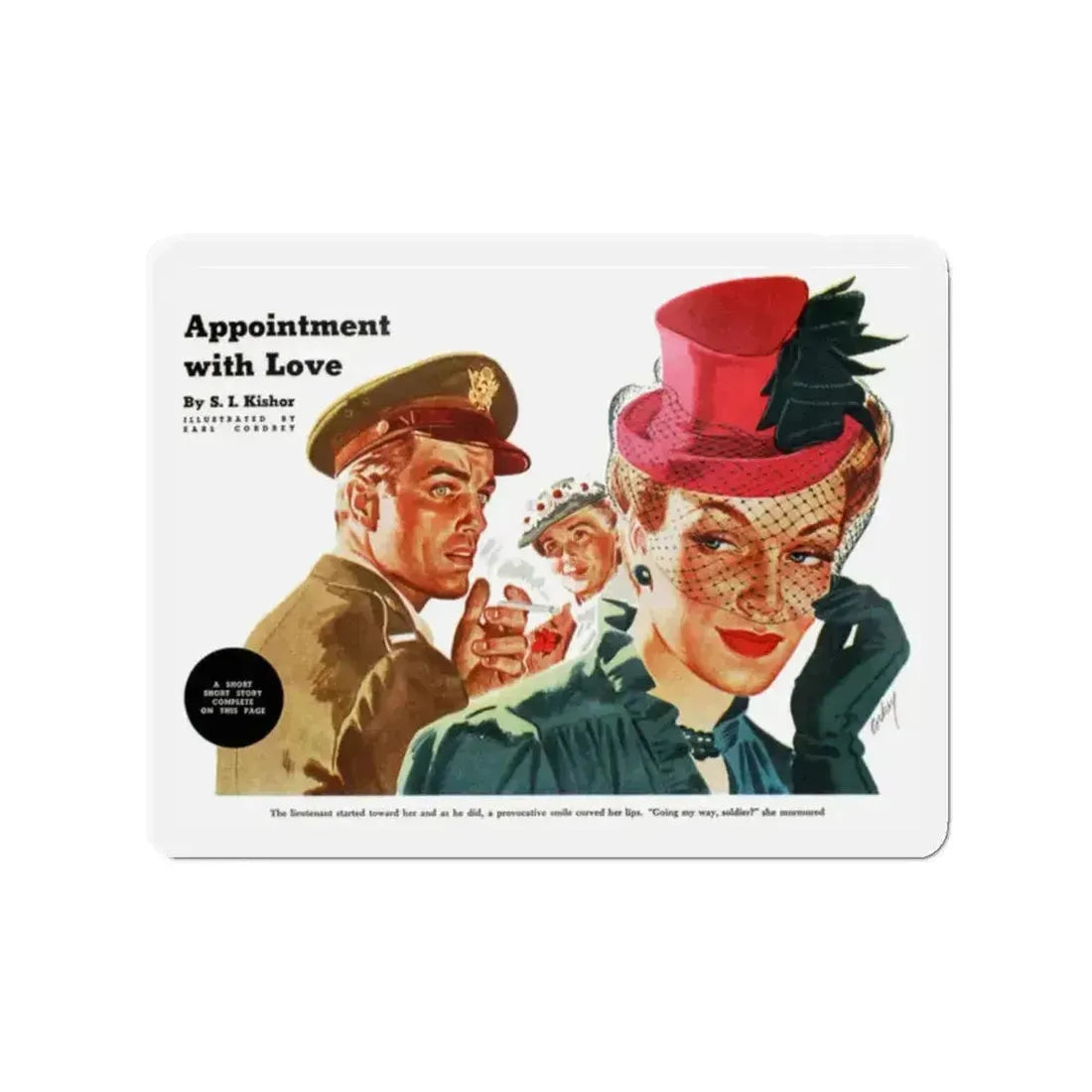 Appointment with Love by S. I. Kishor, 1943 (Magazine Illustration) Refrigerator Magnet - The Sticker Space