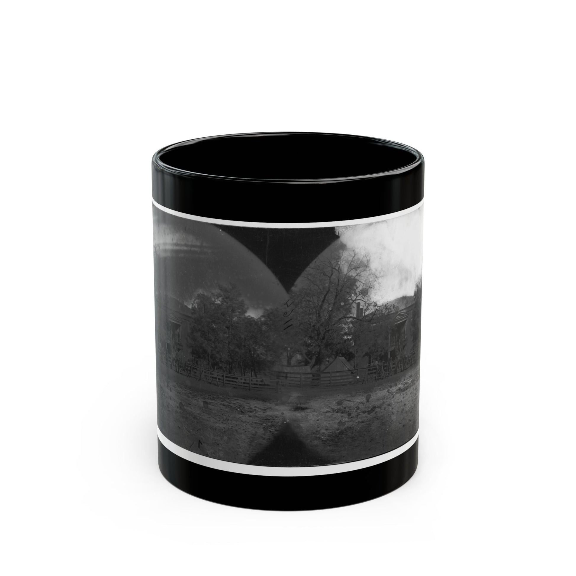 Appomattox Court House, Virginia. View Of Court House And Soldiers (U.S. Civil War) Black Coffee Mug-11oz-The Sticker Space