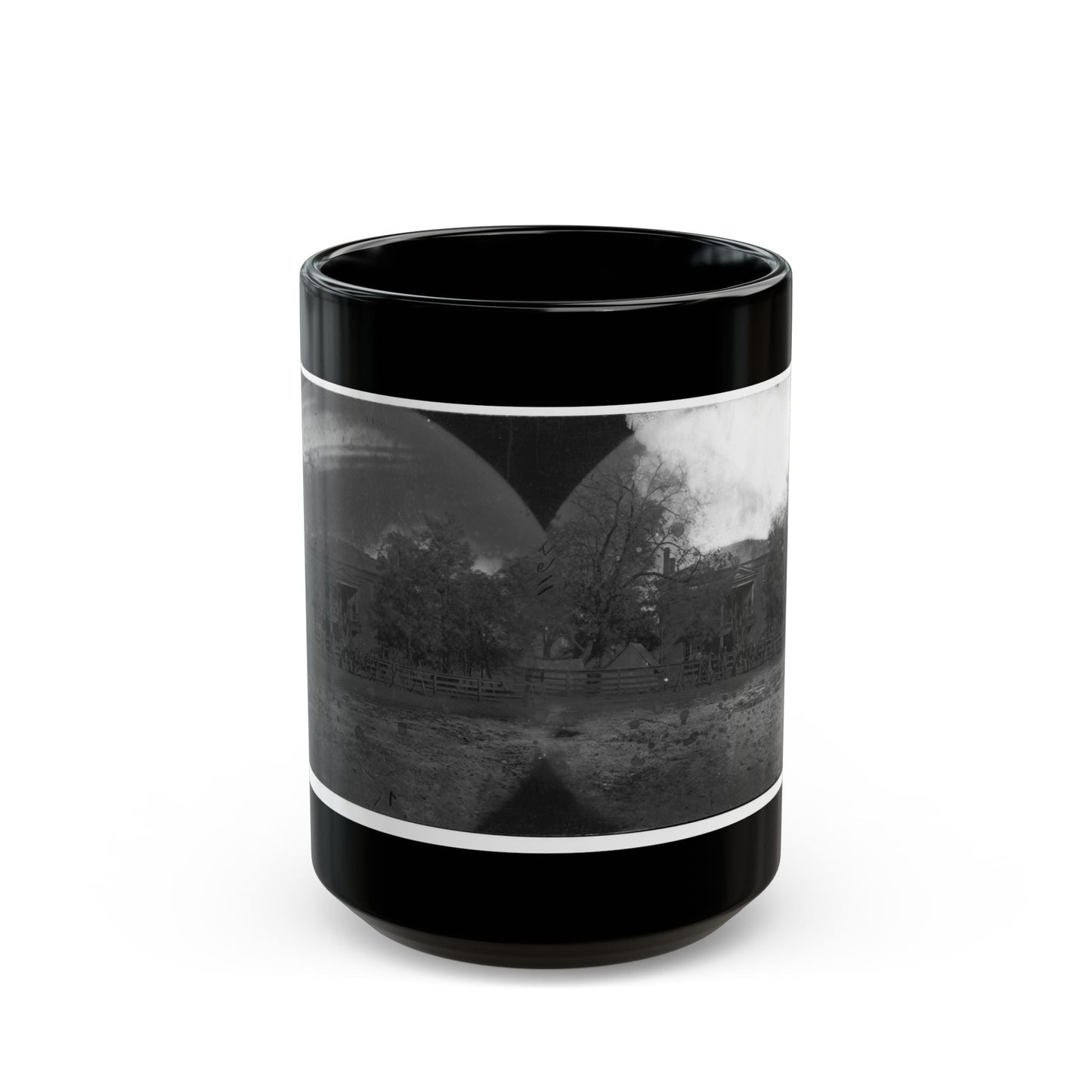 Appomattox Court House, Virginia. View Of Court House And Soldiers (U.S. Civil War) Black Coffee Mug-15oz-The Sticker Space