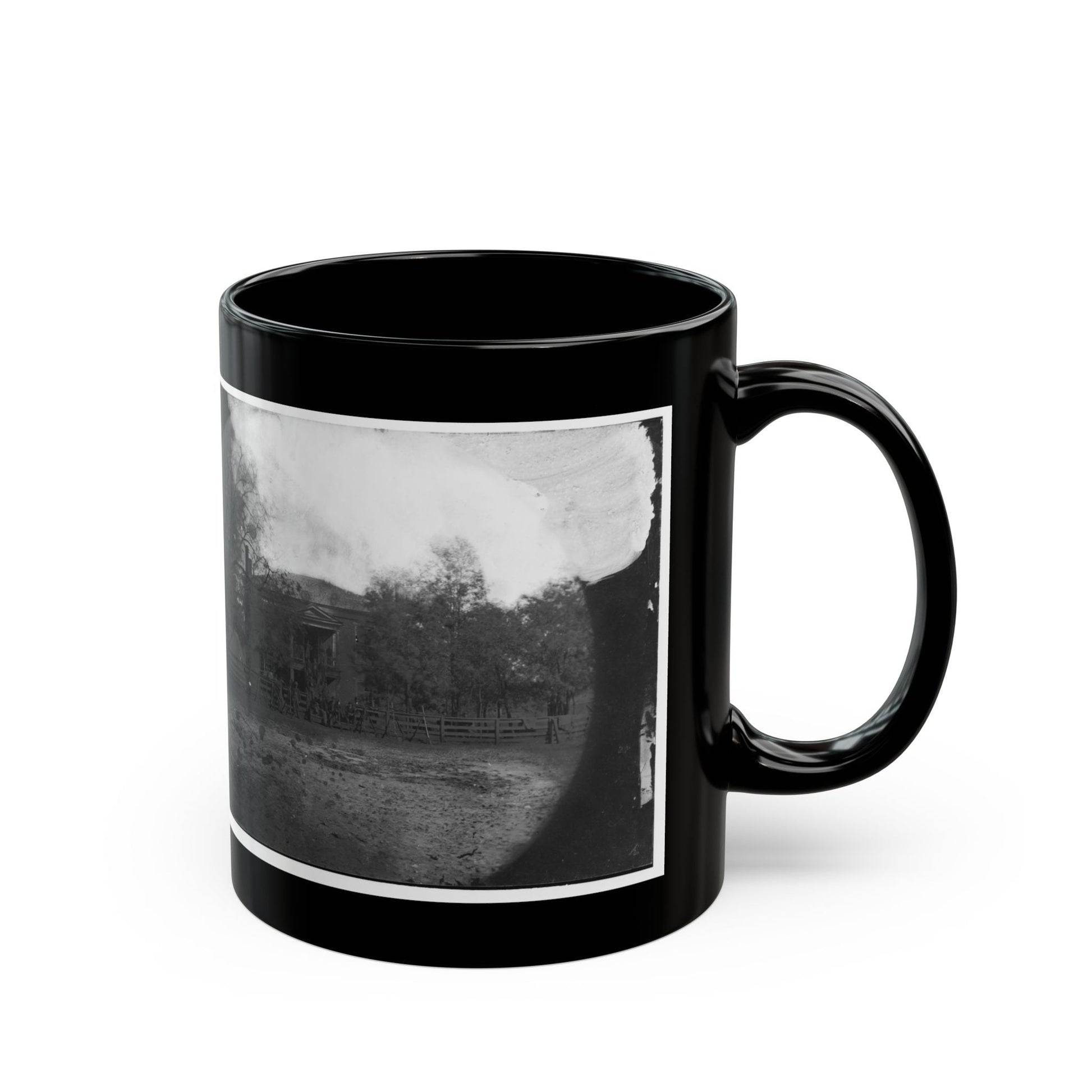 Appomattox Court House, Virginia. View Of Court House And Soldiers (U.S. Civil War) Black Coffee Mug-The Sticker Space