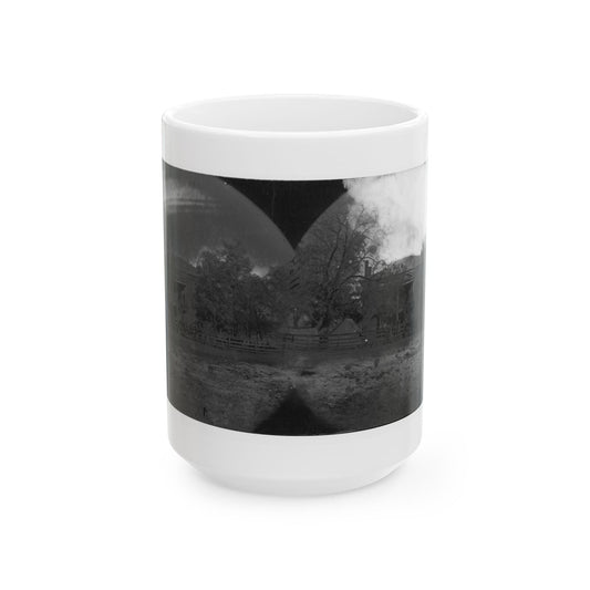 Appomattox Court House, Virginia. View Of Court House And Soldiers (U.S. Civil War) White Coffee Mug-15oz-The Sticker Space