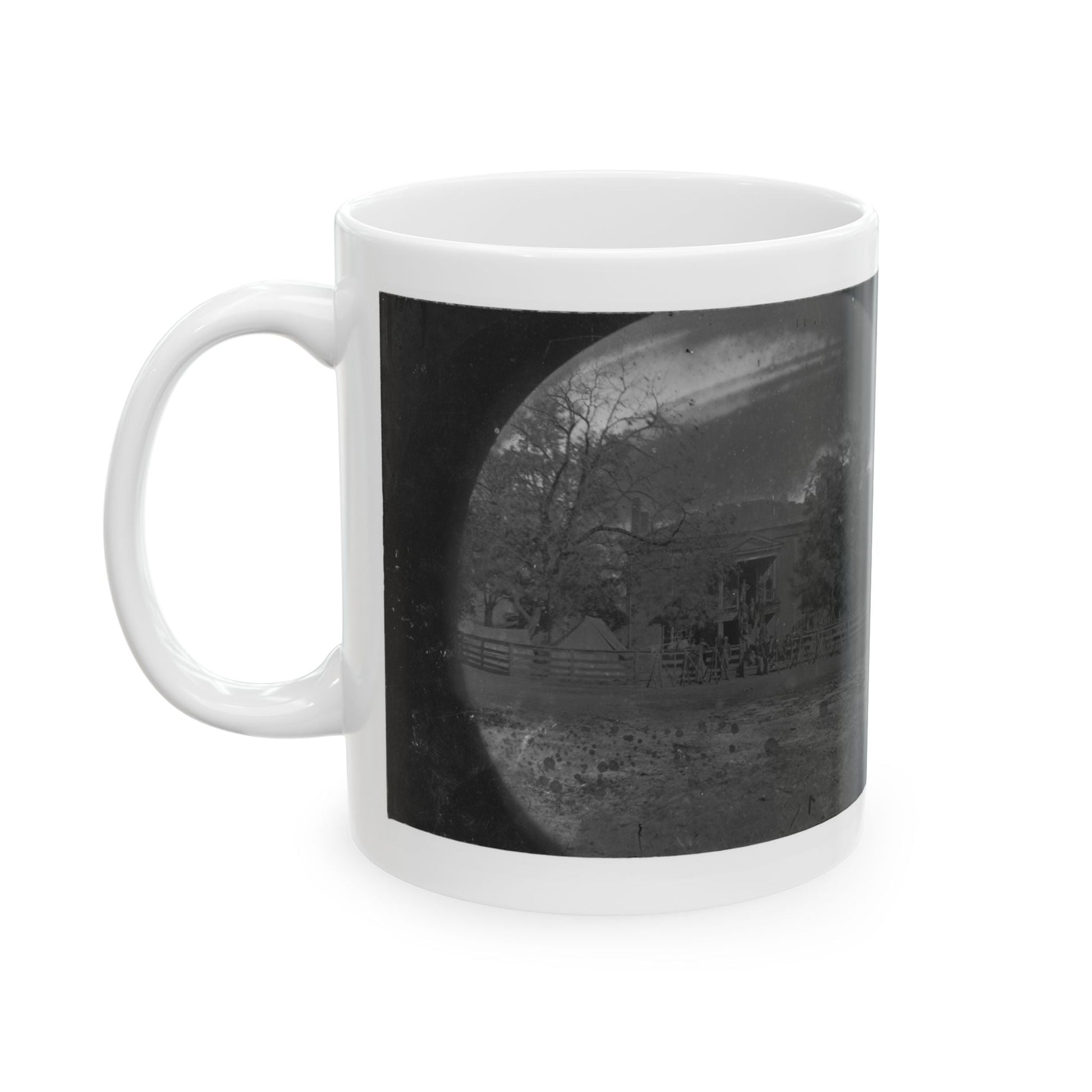 Appomattox Court House, Virginia. View Of Court House And Soldiers (U.S. Civil War) White Coffee Mug-The Sticker Space