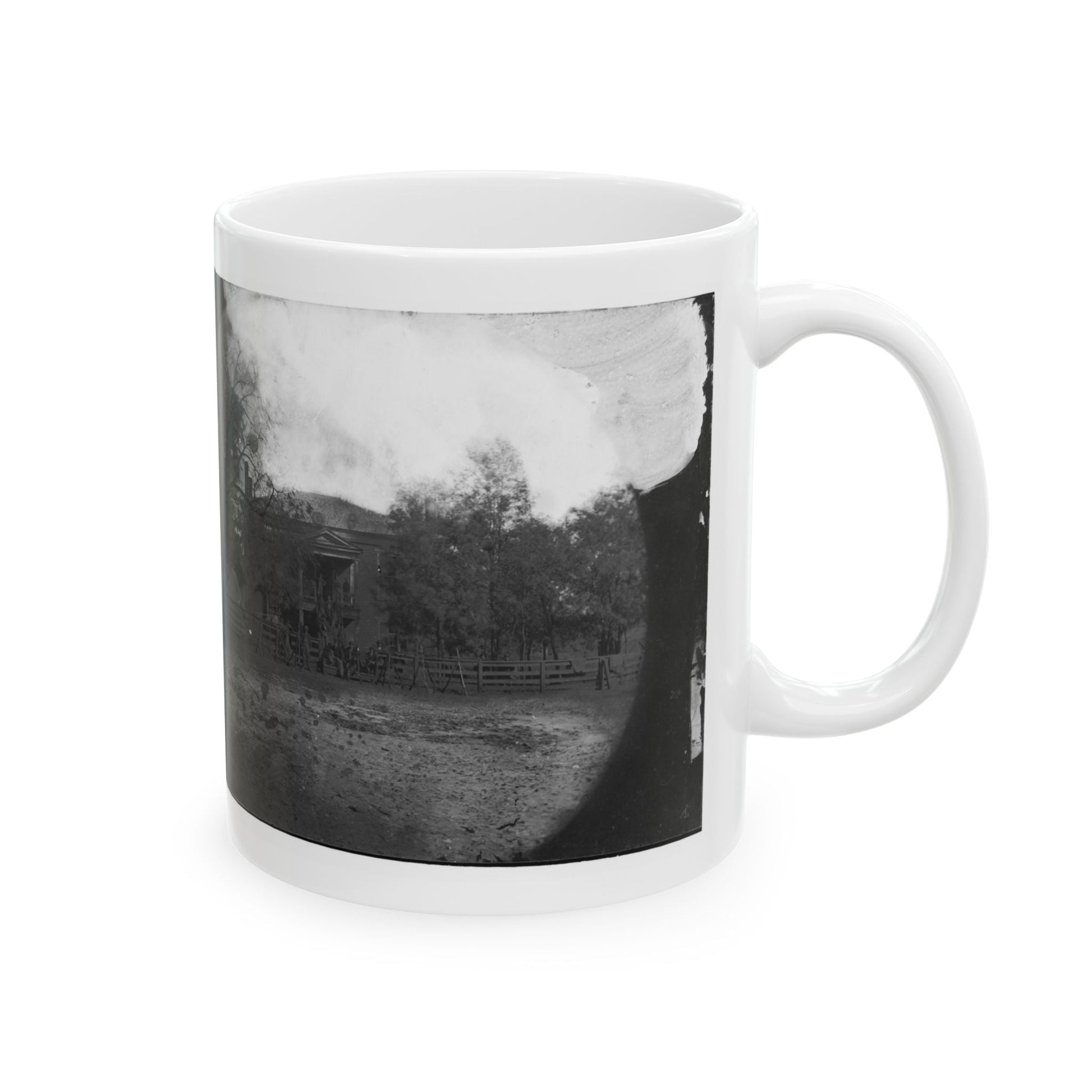 Appomattox Court House, Virginia. View Of Court House And Soldiers (U.S. Civil War) White Coffee Mug-The Sticker Space