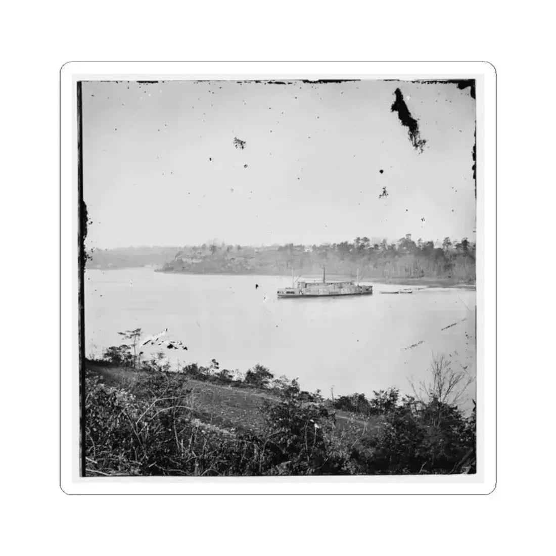 Appomattox River, Virginia. Boat on the Appomattox River-2 (U.S. Civil War) STICKER Vinyl Kiss-Cut Decal 2 Inch White - The Sticker Space