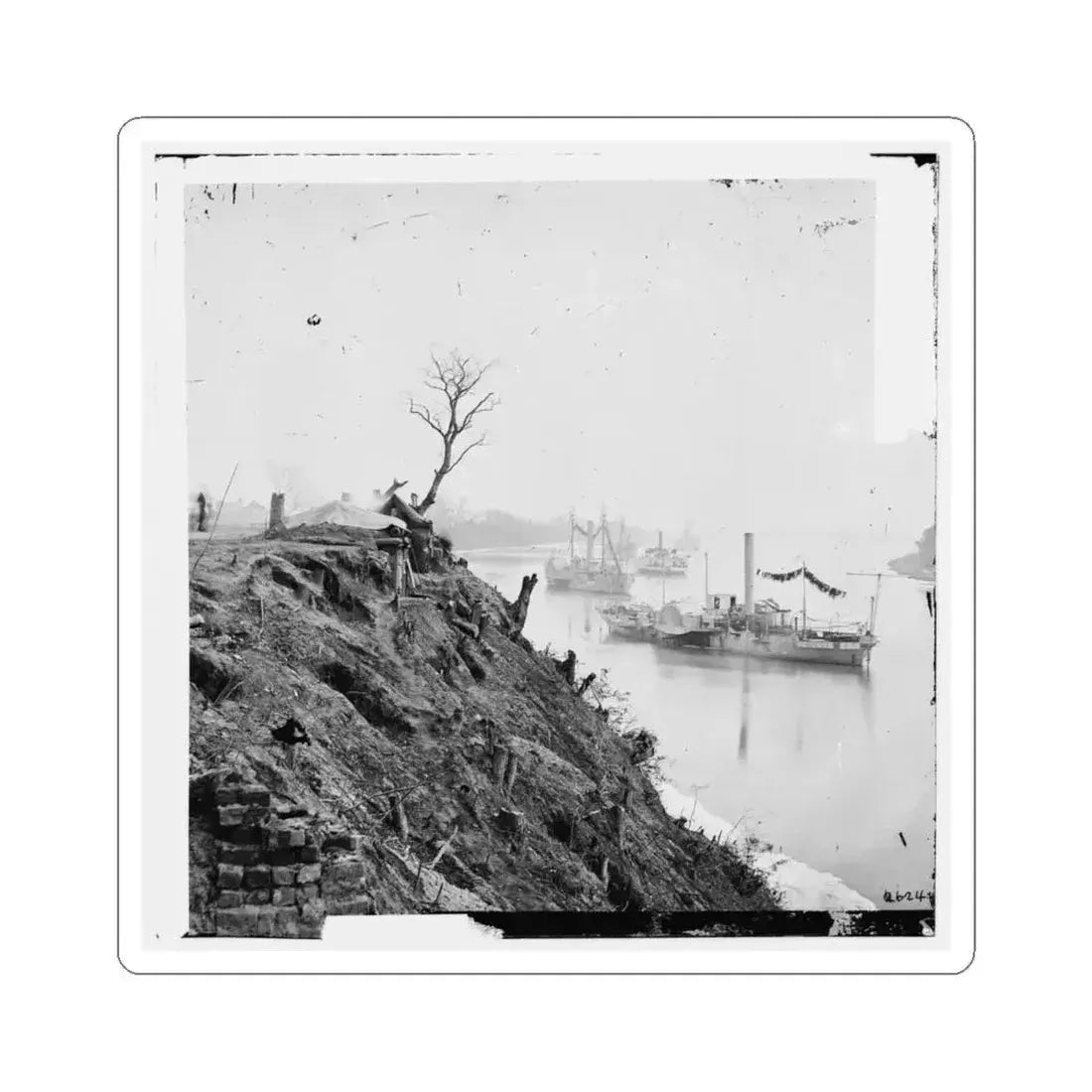 Appomattox River, Virginia. Boat on the Appomattox River-3 (U.S. Civil War) STICKER Vinyl Kiss-Cut Decal 4 Inch White - The Sticker Space