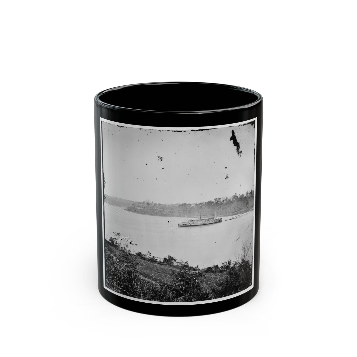 Appomattox River, Virginia. Boat On The Appomattox River-2 (U.S. Civil War) Black Coffee Mug