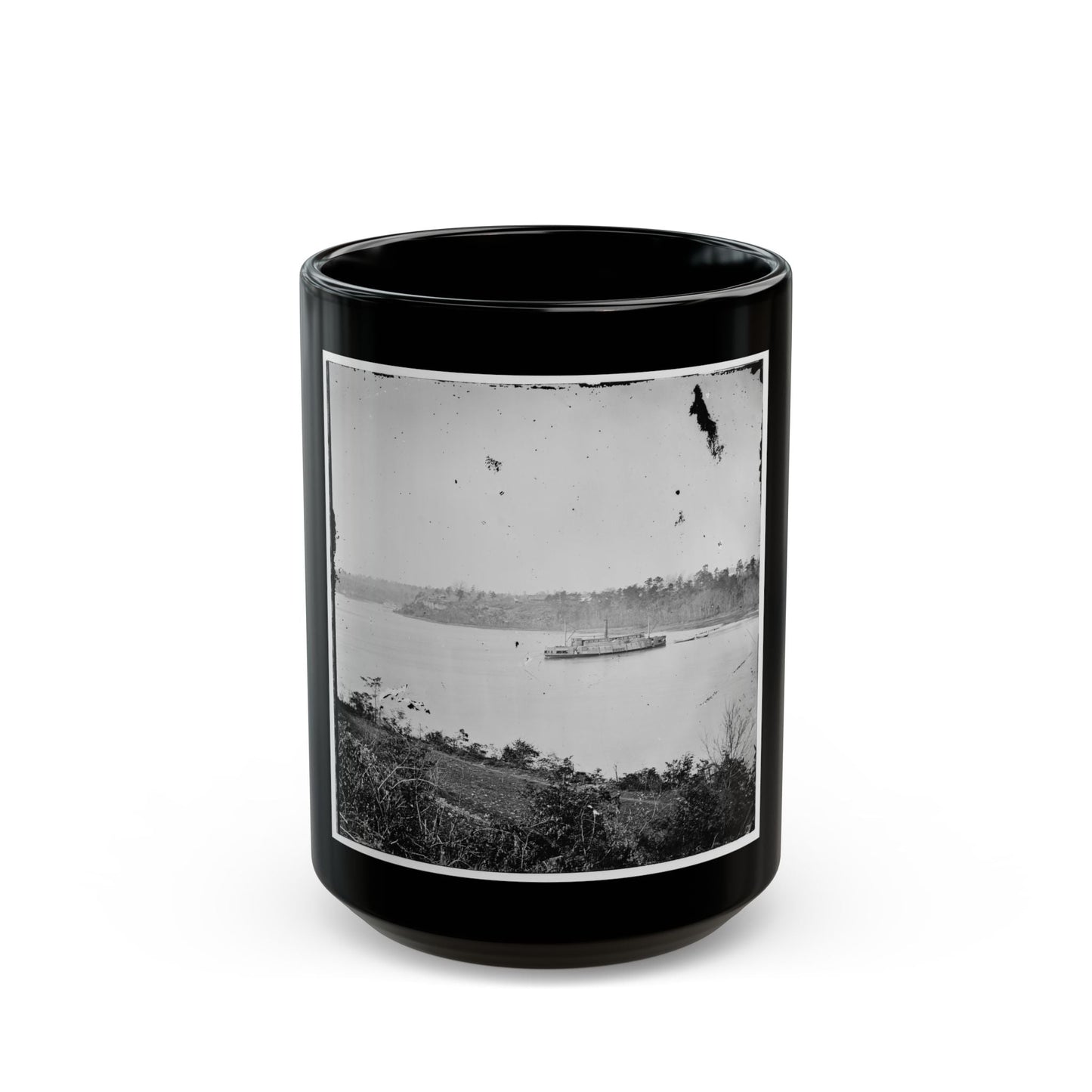 Appomattox River, Virginia. Boat On The Appomattox River-2 (U.S. Civil War) Black Coffee Mug