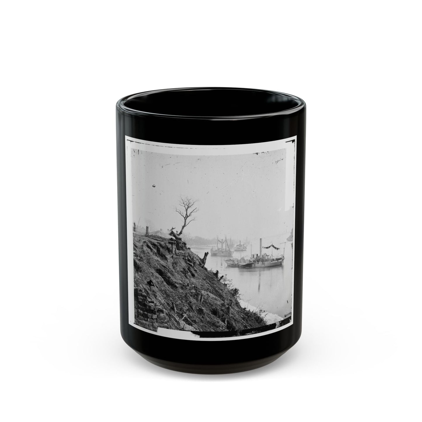 Appomattox River, Virginia. Boat On The Appomattox River-3 (U.S. Civil War) Black Coffee Mug