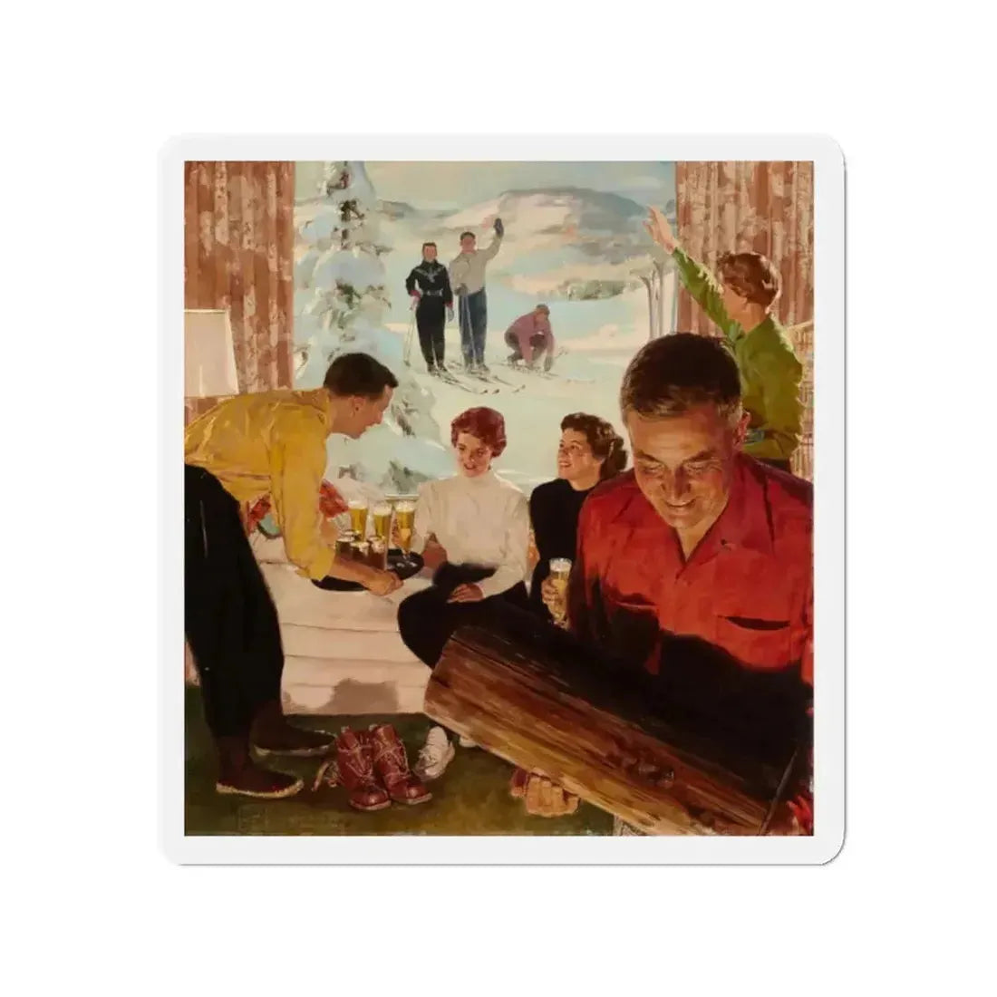 Apres Ski (Magazine Illustration) Refrigerator Magnet - The Sticker Space