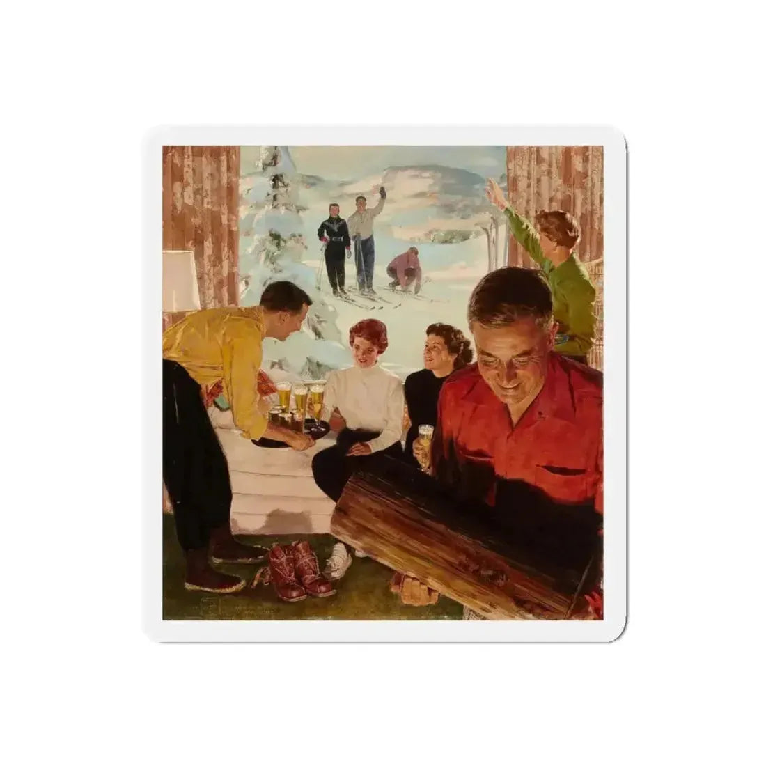 Apres Ski (Magazine Illustration) Refrigerator Magnet - The Sticker Space