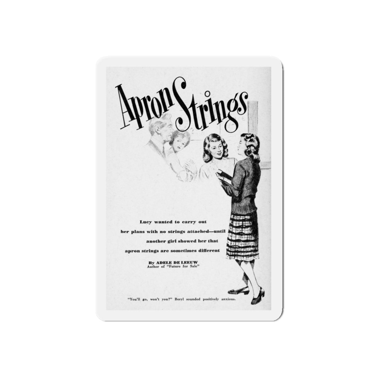 Apron Strings (1), Calling All Girls, November 1946 (Magazine Illustration) Refrigerator Magnet-3" x 3"-The Sticker Space