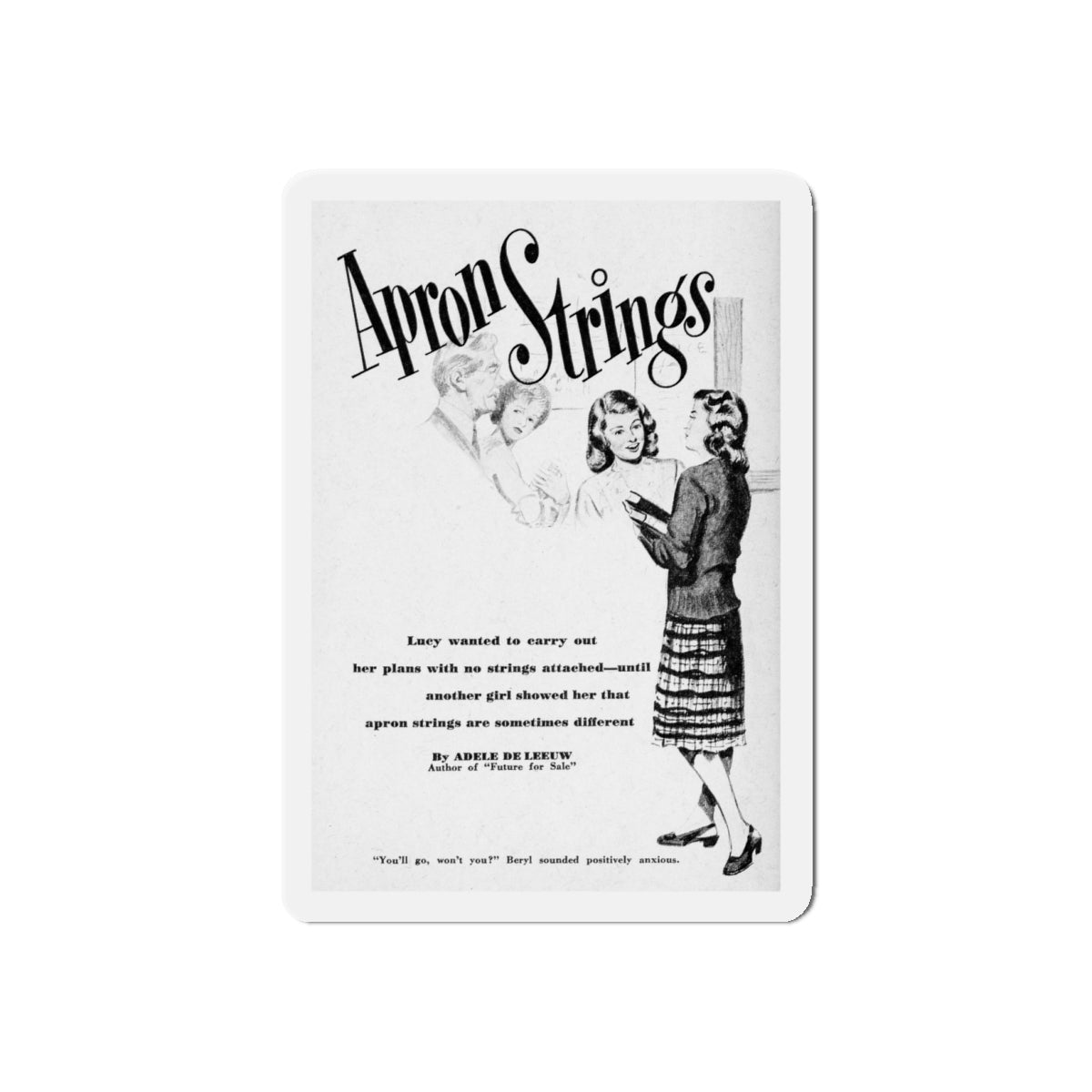 Apron Strings (1), Calling All Girls, November 1946 (Magazine Illustration) Refrigerator Magnet-4" x 4"-The Sticker Space