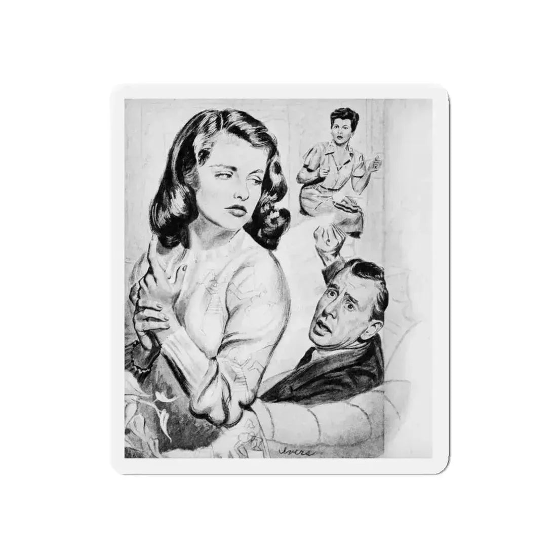 Apron Strings (2), Calling All Girls, November 1946 (Magazine Illustration) Refrigerator Magnet 3 Inch Die-Cut - The Sticker Space