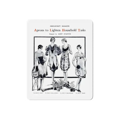 Aprons to Lighten Household Tasks, Needlecraft, September 1928 (Magazine Illustration) Refrigerator Magnet 5 Inch Die-Cut - The Sticker Space