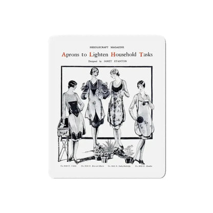 Aprons to Lighten Household Tasks, Needlecraft, September 1928 (Magazine Illustration) Refrigerator Magnet - The Sticker Space