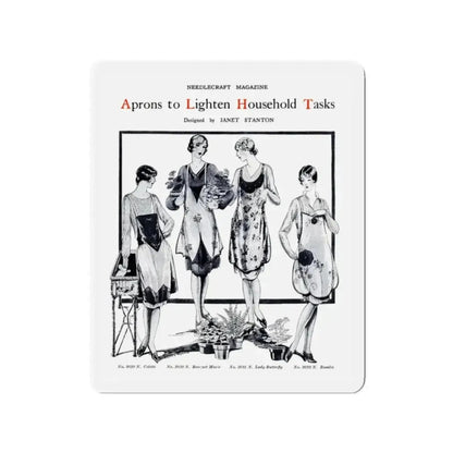 Aprons to Lighten Household Tasks, Needlecraft, September 1928 (Magazine Illustration) Refrigerator Magnet - The Sticker Space