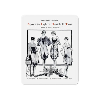 Aprons to Lighten Household Tasks, Needlecraft, September 1928 (Magazine Illustration) Refrigerator Magnet - The Sticker Space