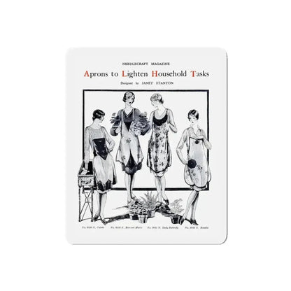 Aprons to Lighten Household Tasks, Needlecraft, September 1928 (Magazine Illustration) Refrigerator Magnet - The Sticker Space