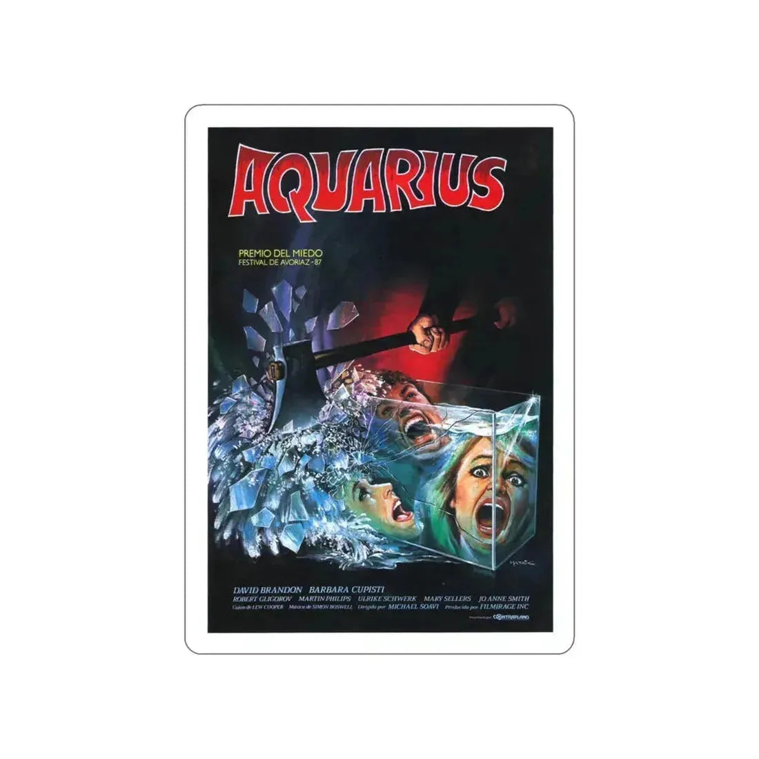 AQUARIUS (STAGEFRIGHT) 1987 Movie Poster STICKER Vinyl Die-Cut Decal 4 Inch - The Sticker Space