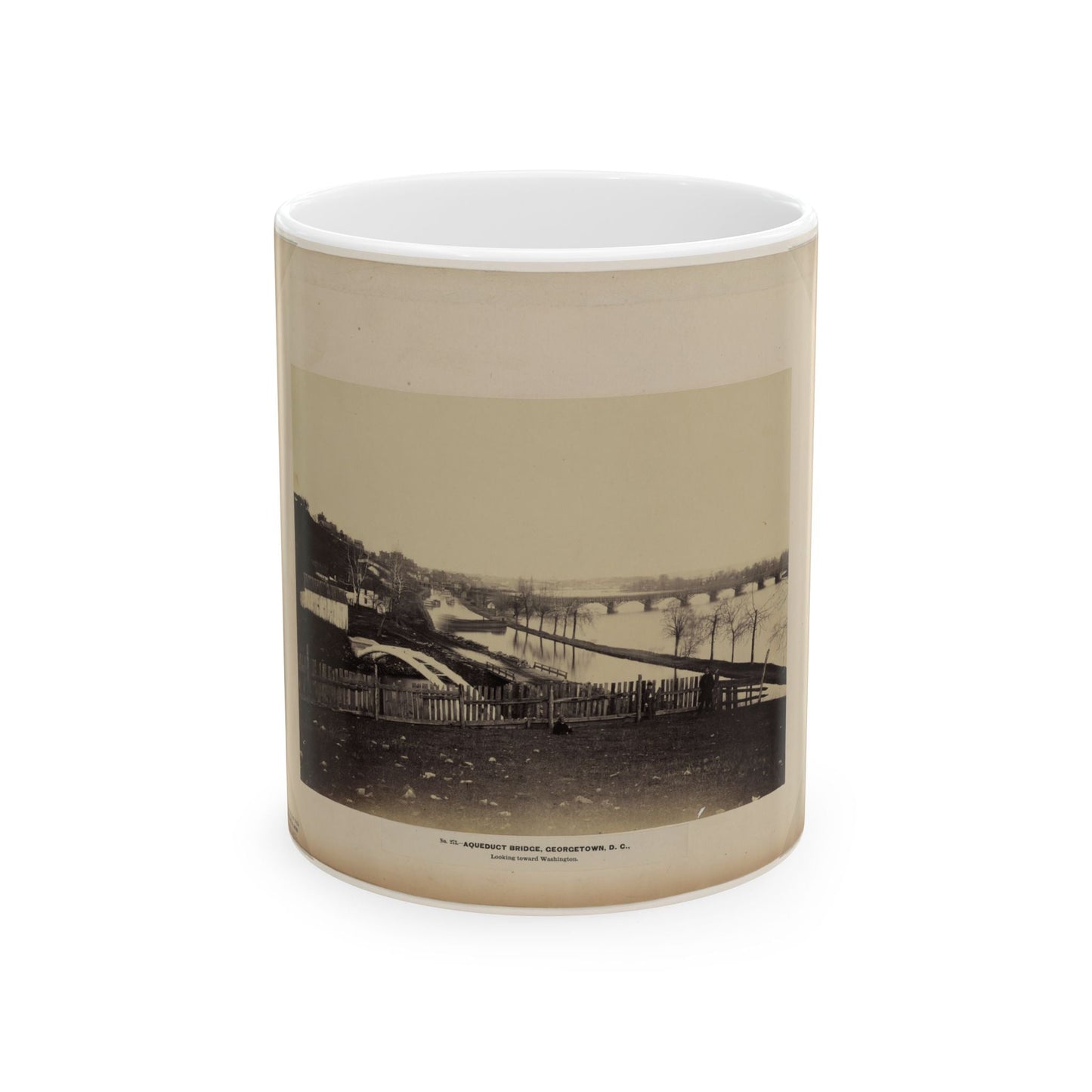 Aqueduct Bridge, Georgetown, D.C., Looking Toward Washington (U.S. Civil War) White Coffee Mug