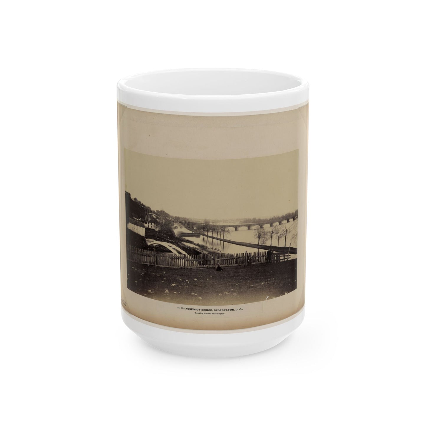 Aqueduct Bridge, Georgetown, D.C., Looking Toward Washington (U.S. Civil War) White Coffee Mug