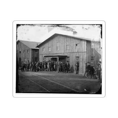 Aquia Creek Landing, Va. Personnel in Front of Quartermaster's Office (U.S. Civil War) STICKER Vinyl Kiss-Cut Decal 4 Inch White - The Sticker Space