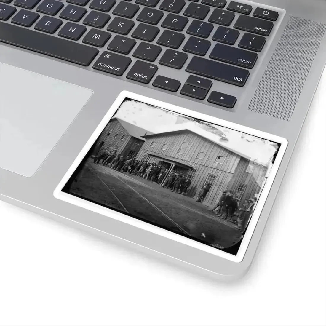 Aquia Creek Landing, Va. Personnel in Front of Quartermaster's Office (U.S. Civil War) STICKER Vinyl Kiss-Cut Decal - The Sticker Space