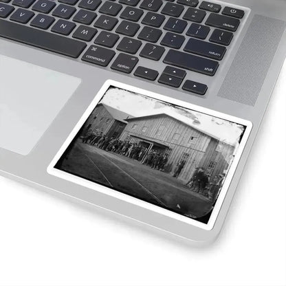 Aquia Creek Landing, Va. Personnel in Front of Quartermaster's Office (U.S. Civil War) STICKER Vinyl Kiss-Cut Decal - The Sticker Space