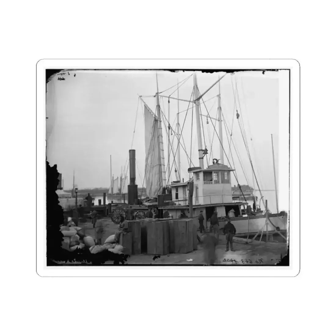 Aquia Creek Landing, Va. Wharf With Transport and Supplies (U.S. Civil War) STICKER Vinyl Kiss-Cut Decal 2 Inch White - The Sticker Space