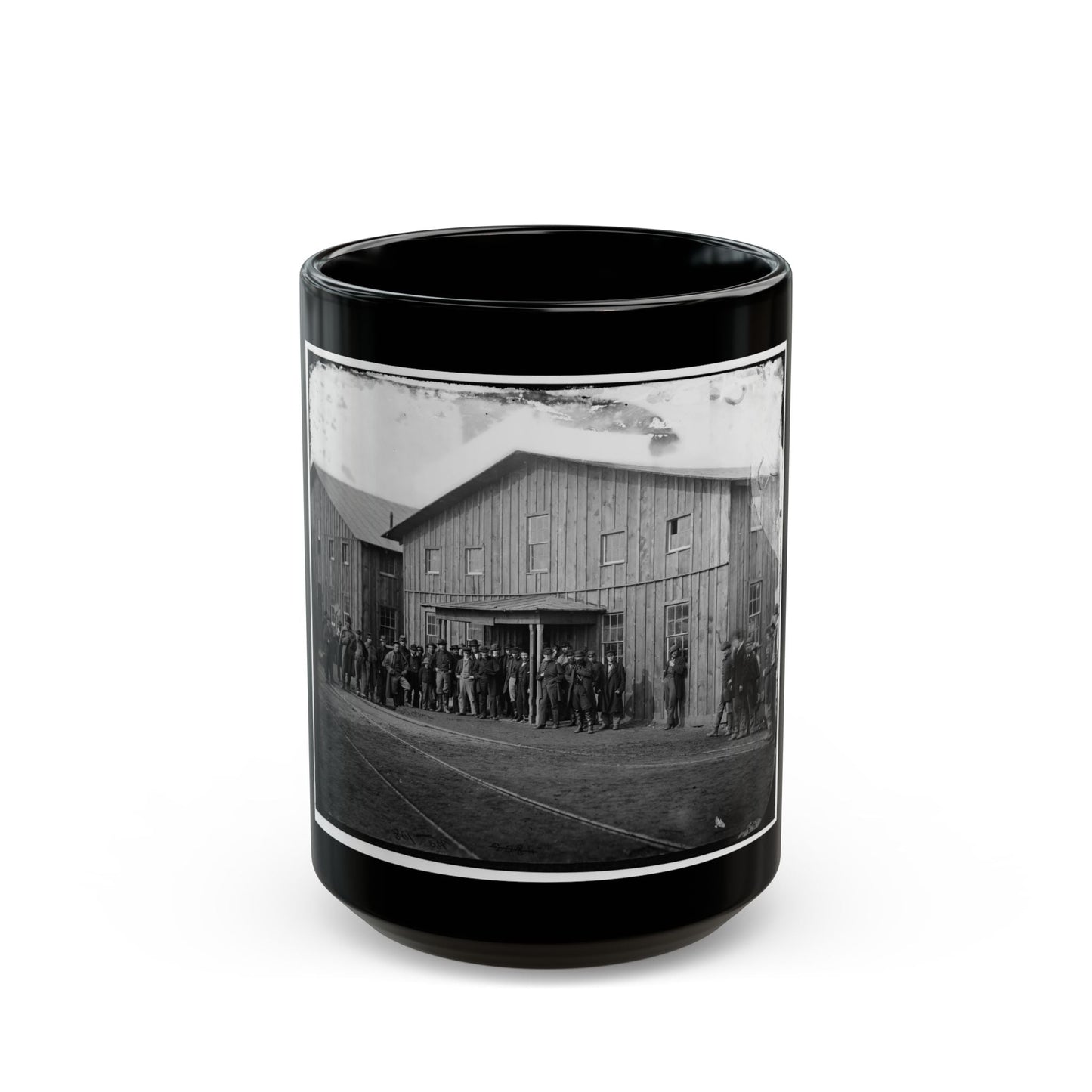 Aquia Creek Landing, Va. Personnel In Front Of Quartermaster's Office (U.S. Civil War) Black Coffee Mug