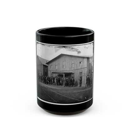 Aquia Creek Landing, Va. Personnel In Front Of Quartermaster's Office (U.S. Civil War) Black Coffee Mug