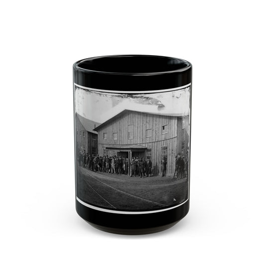 Aquia Creek Landing, Va. Personnel In Front Of Quartermaster's Office (U.S. Civil War) Black Coffee Mug