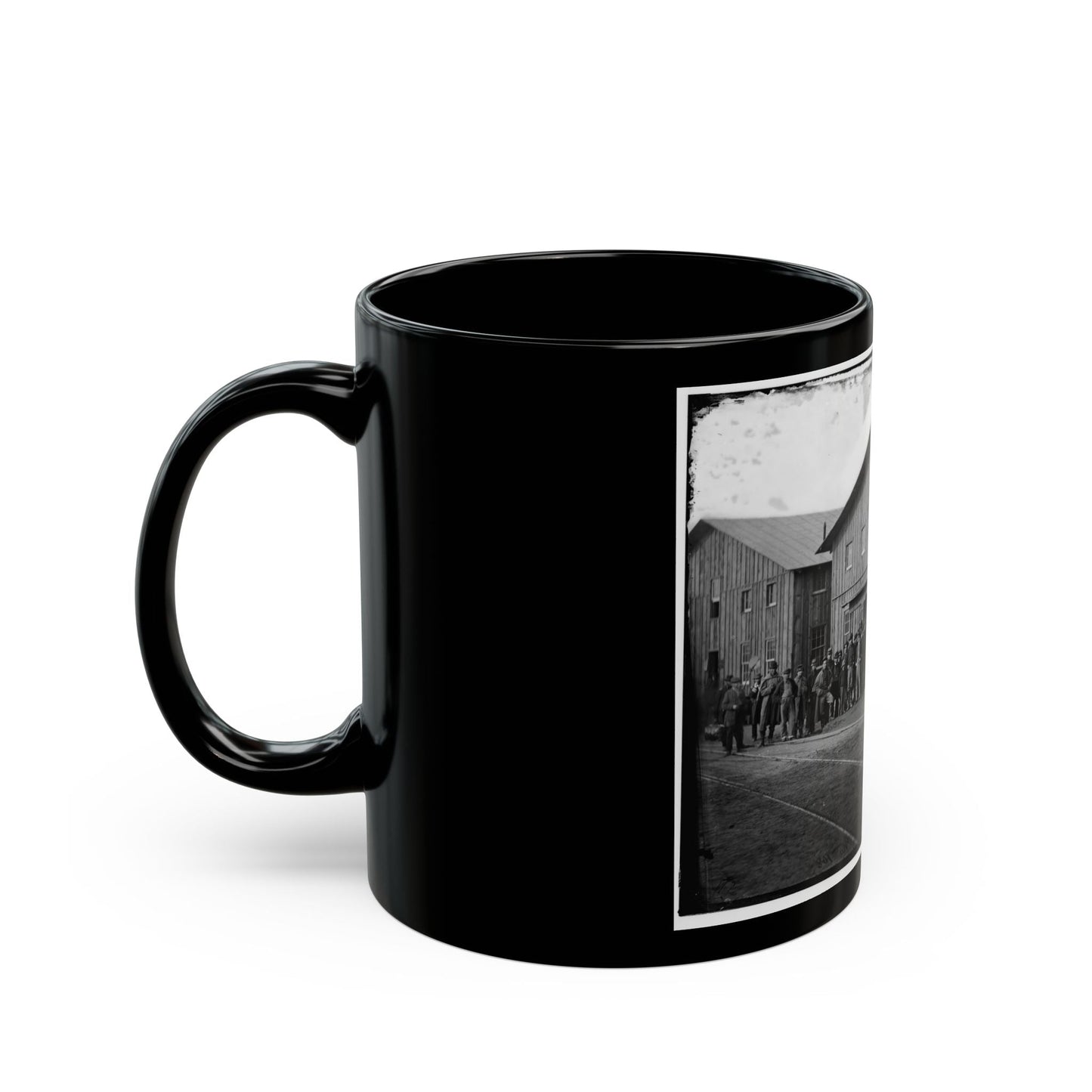 Aquia Creek Landing, Va. Personnel In Front Of Quartermaster's Office (U.S. Civil War) Black Coffee Mug