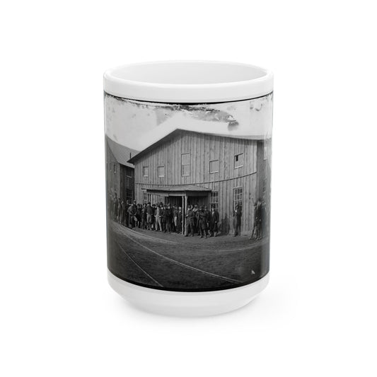 Aquia Creek Landing, Va. Personnel In Front Of Quartermaster's Office (U.S. Civil War) White Coffee Mug