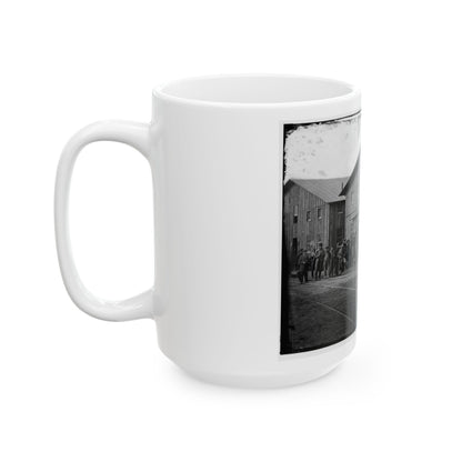 Aquia Creek Landing, Va. Personnel In Front Of Quartermaster's Office (U.S. Civil War) White Coffee Mug