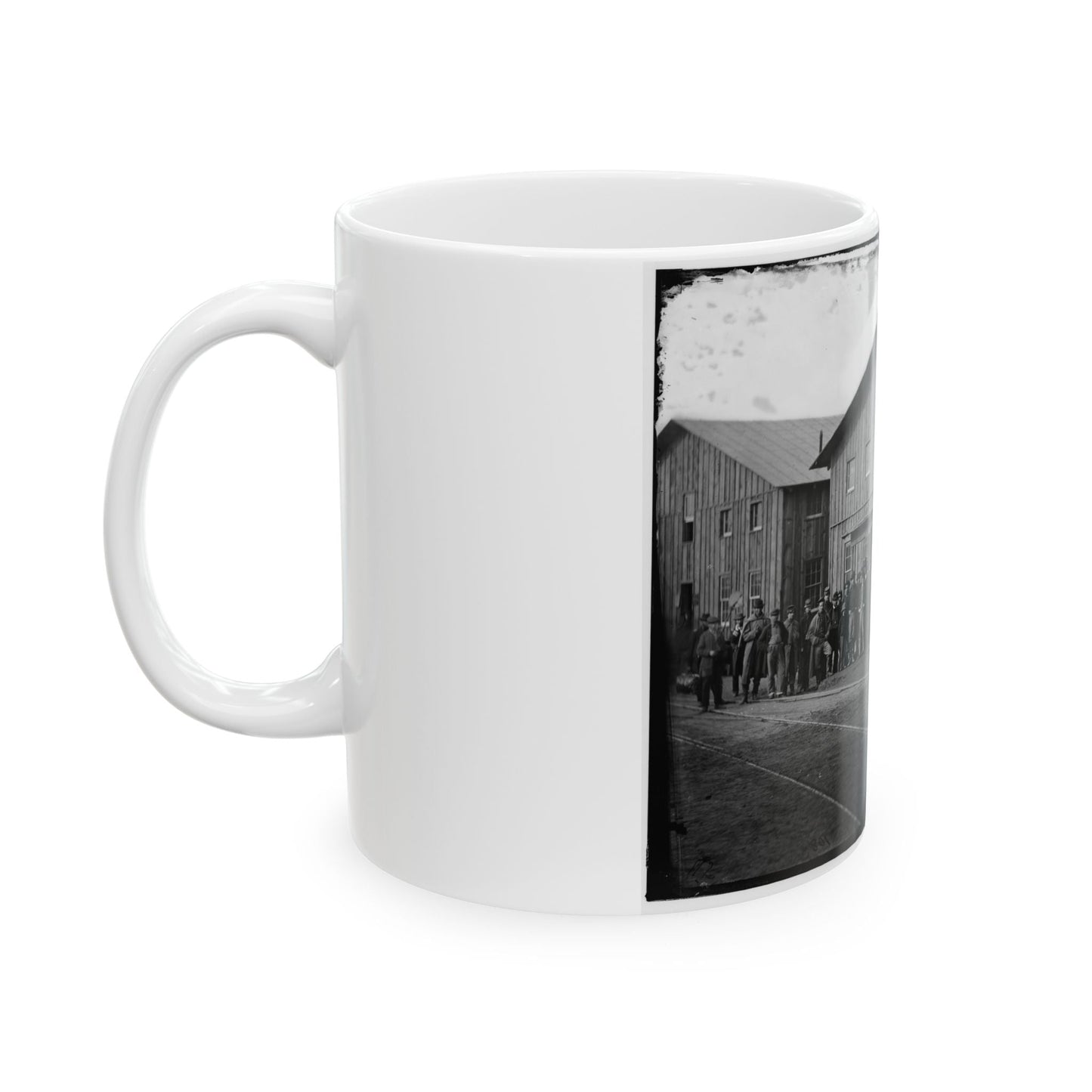 Aquia Creek Landing, Va. Personnel In Front Of Quartermaster's Office (U.S. Civil War) White Coffee Mug