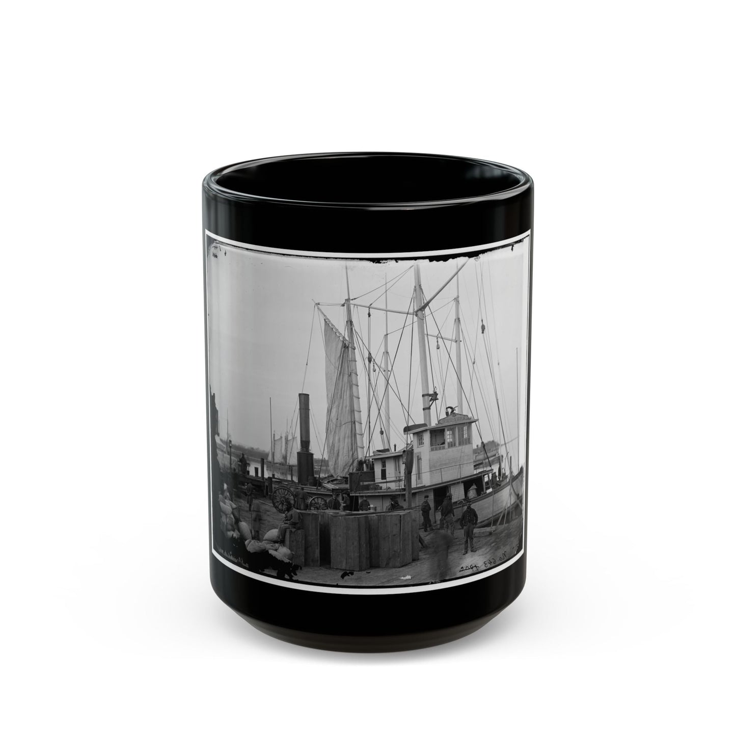 Aquia Creek Landing, Va. Wharf With Transport And Supplies (U.S. Civil War) Black Coffee Mug