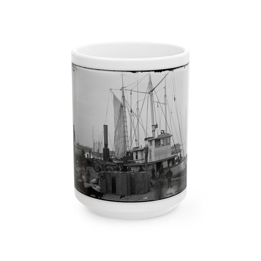 Aquia Creek Landing, Va. Wharf With Transport And Supplies (U.S. Civil War) White Coffee Mug