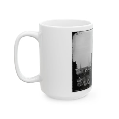 Aquia Creek Landing, Va. Wharf With Transport And Supplies (U.S. Civil War) White Coffee Mug