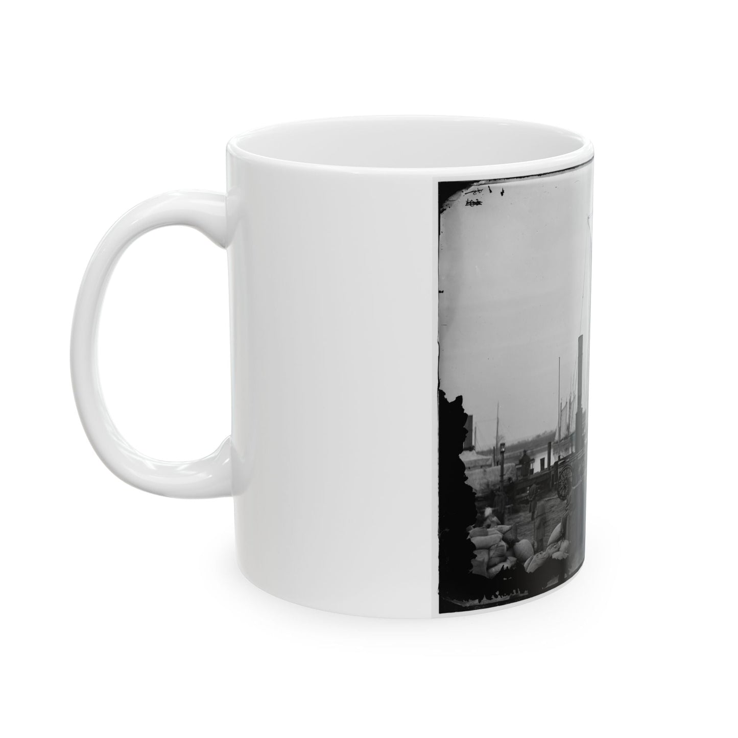 Aquia Creek Landing, Va. Wharf With Transport And Supplies (U.S. Civil War) White Coffee Mug