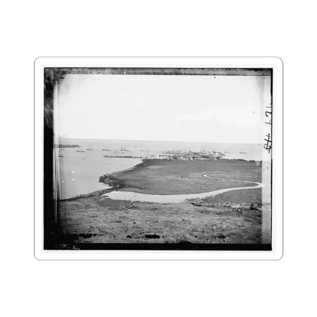 Aquia Creek Landing, Virginia. Distant View of Federal Supply Depot (U.S. Civil War) STICKER Vinyl Kiss-Cut Decal 2 Inch White - The Sticker Space