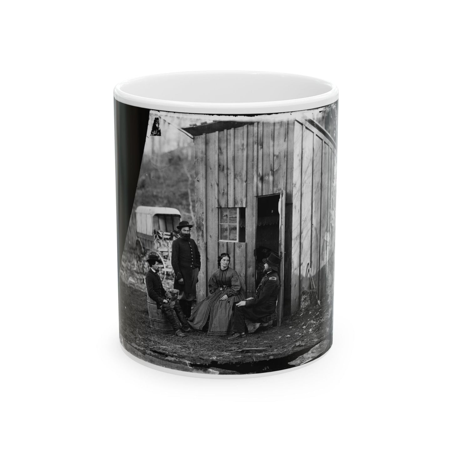 Aquia Creek Landing, Virginia (Vicinity). Group At Captain W.S. Hall's Wagon Camp (U.S. Civil War) White Coffee Mug