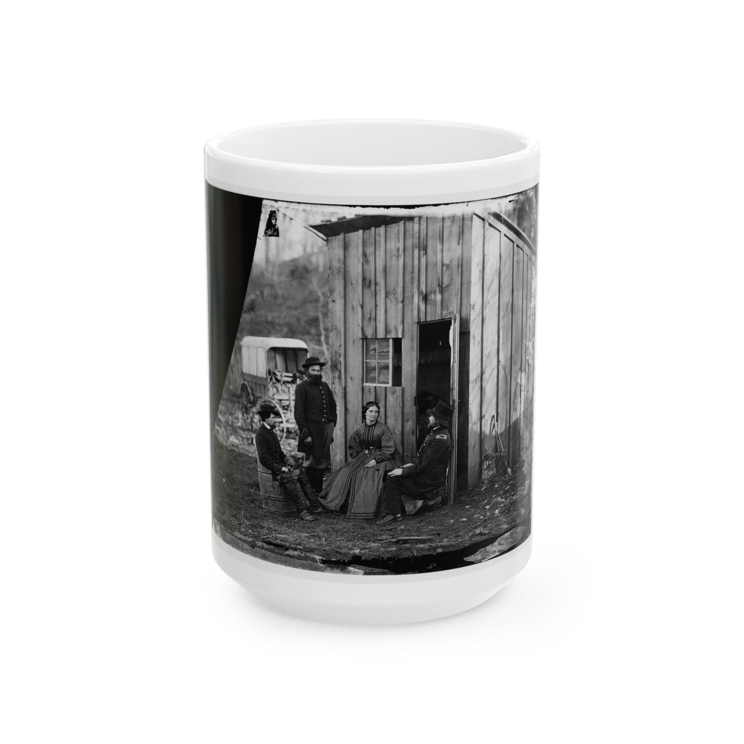 Aquia Creek Landing, Virginia (Vicinity). Group At Captain W.S. Hall's Wagon Camp (U.S. Civil War) White Coffee Mug