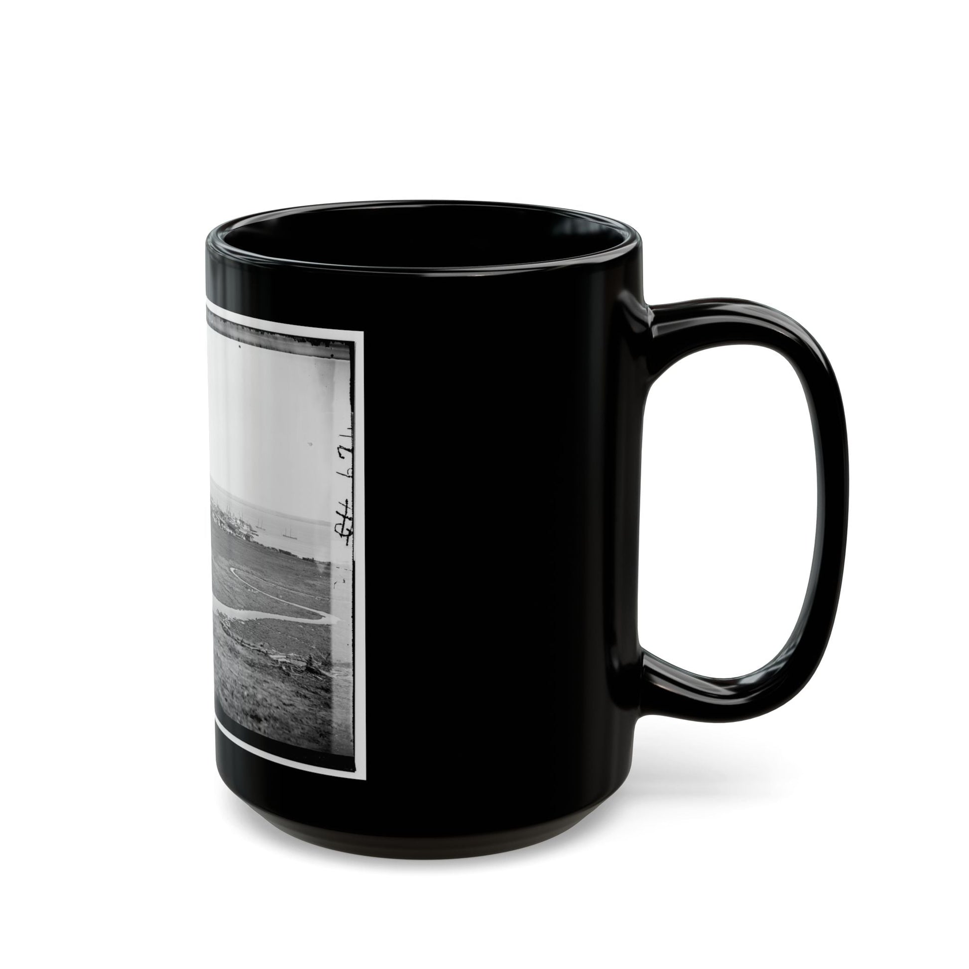 Aquia Creek Landing, Virginia. Distant View Of Federal Supply Depot (U.S. Civil War) Black Coffee Mug-The Sticker Space