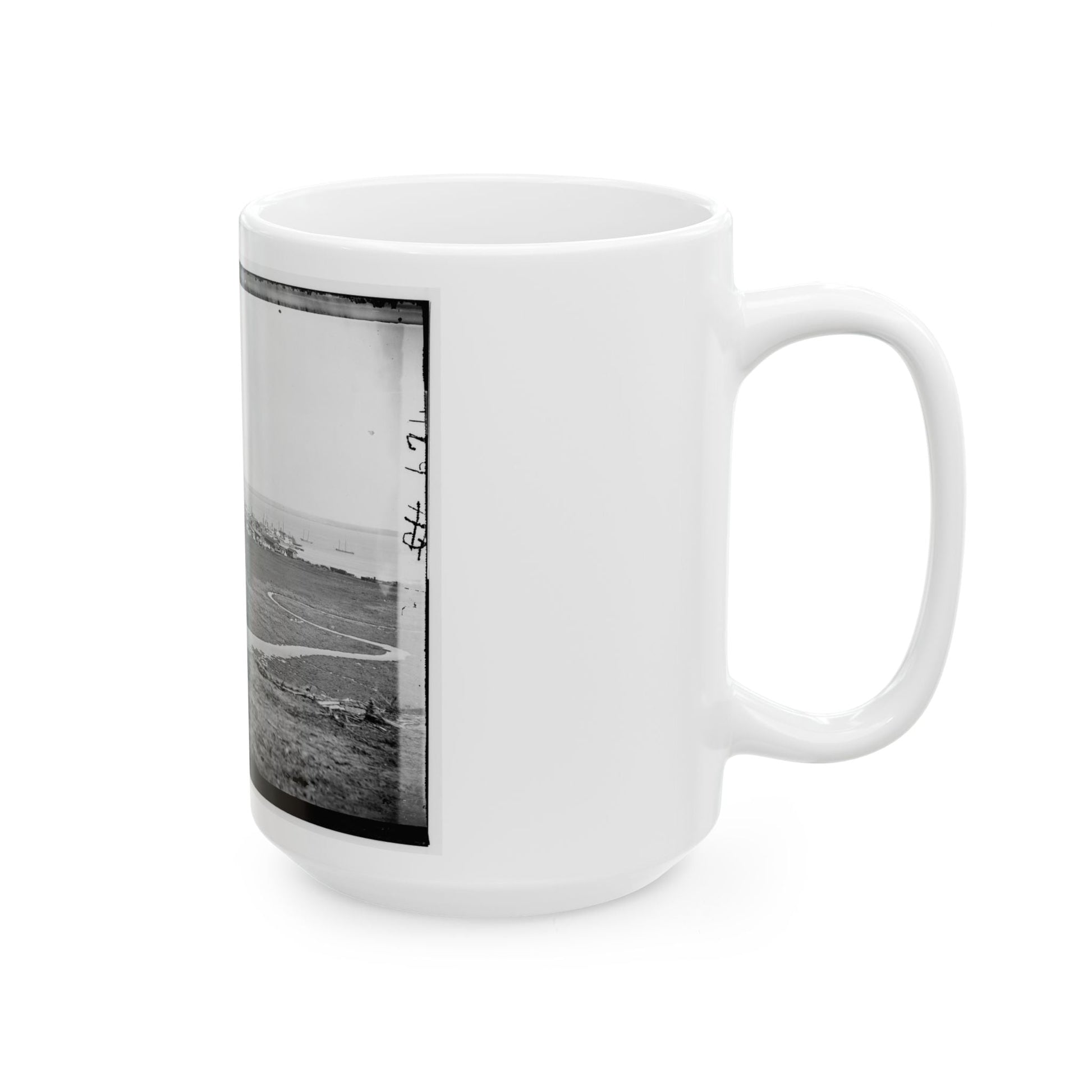 Aquia Creek Landing, Virginia. Distant View Of Federal Supply Depot (U.S. Civil War) White Coffee Mug-The Sticker Space