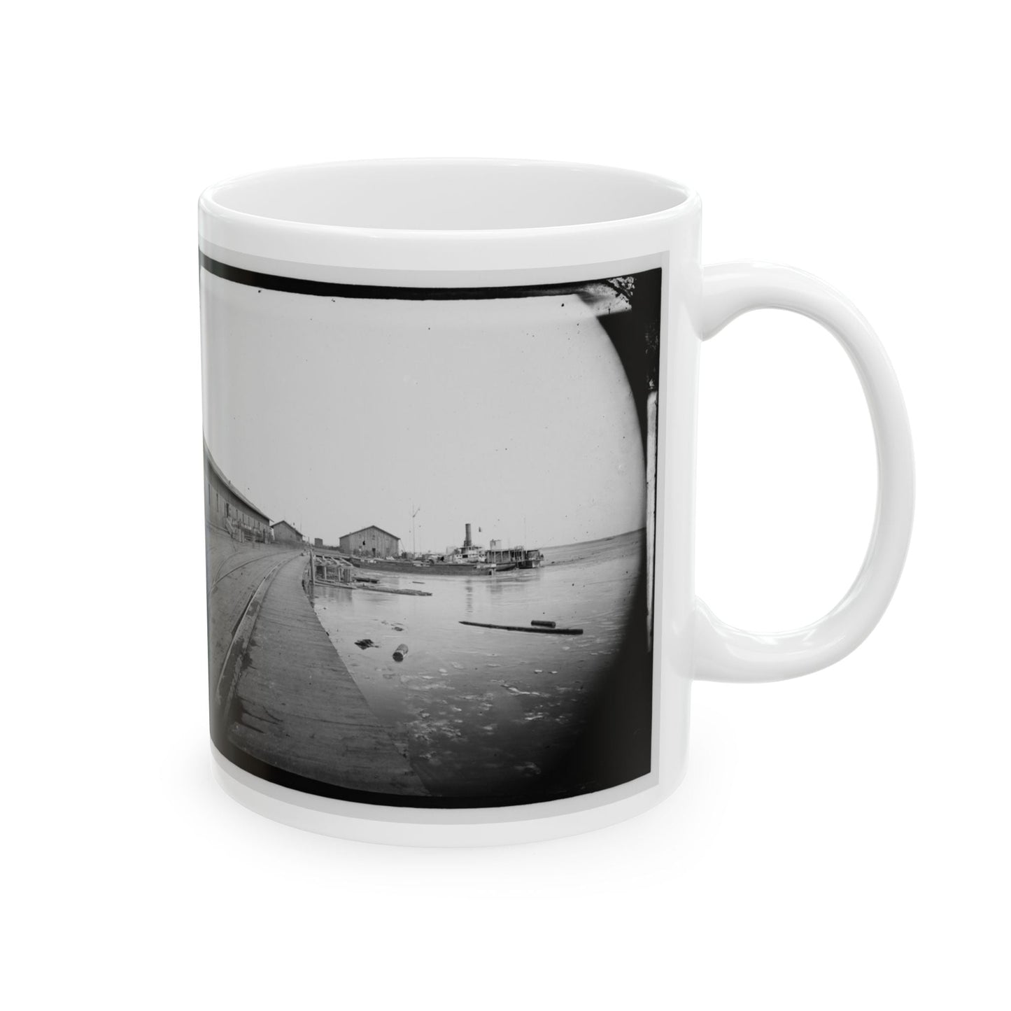 Aquia Creek Landing, Virginia. View Of Wharf (U.S. Civil War) White Coffee Mug