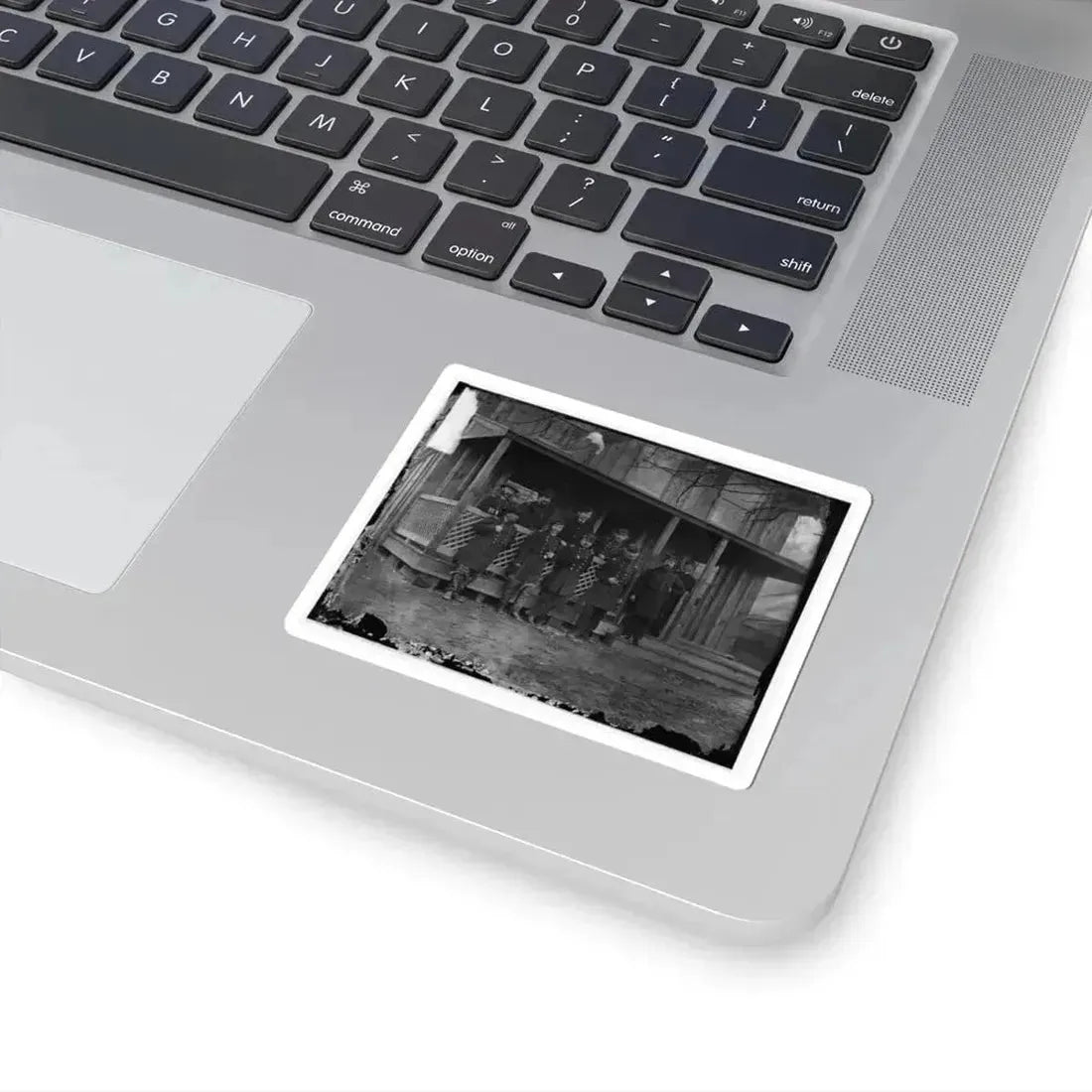 Aquia Creek, Virginia. Group Standing in Front of Hospital (U.S. Civil War) STICKER Vinyl Kiss-Cut Decal - The Sticker Space